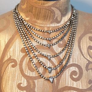 Stunning Vintage 6 Strand Rhinestone Necklace